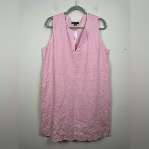 NWT Tommy Bahama Linen Pink Sleeveless Tank Dress With Pockets Size XL - Picture 1 of 8